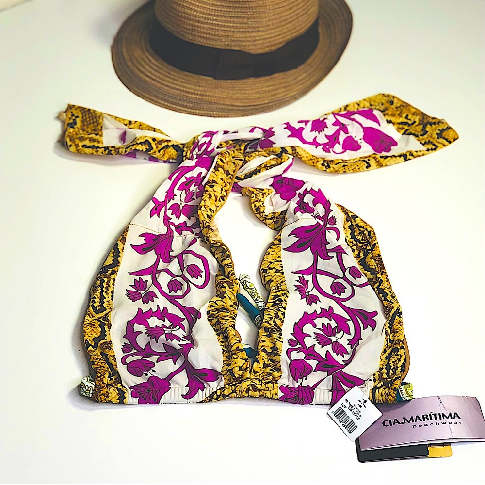 Cia Maritima Halter Scarf Printed Bikini Top